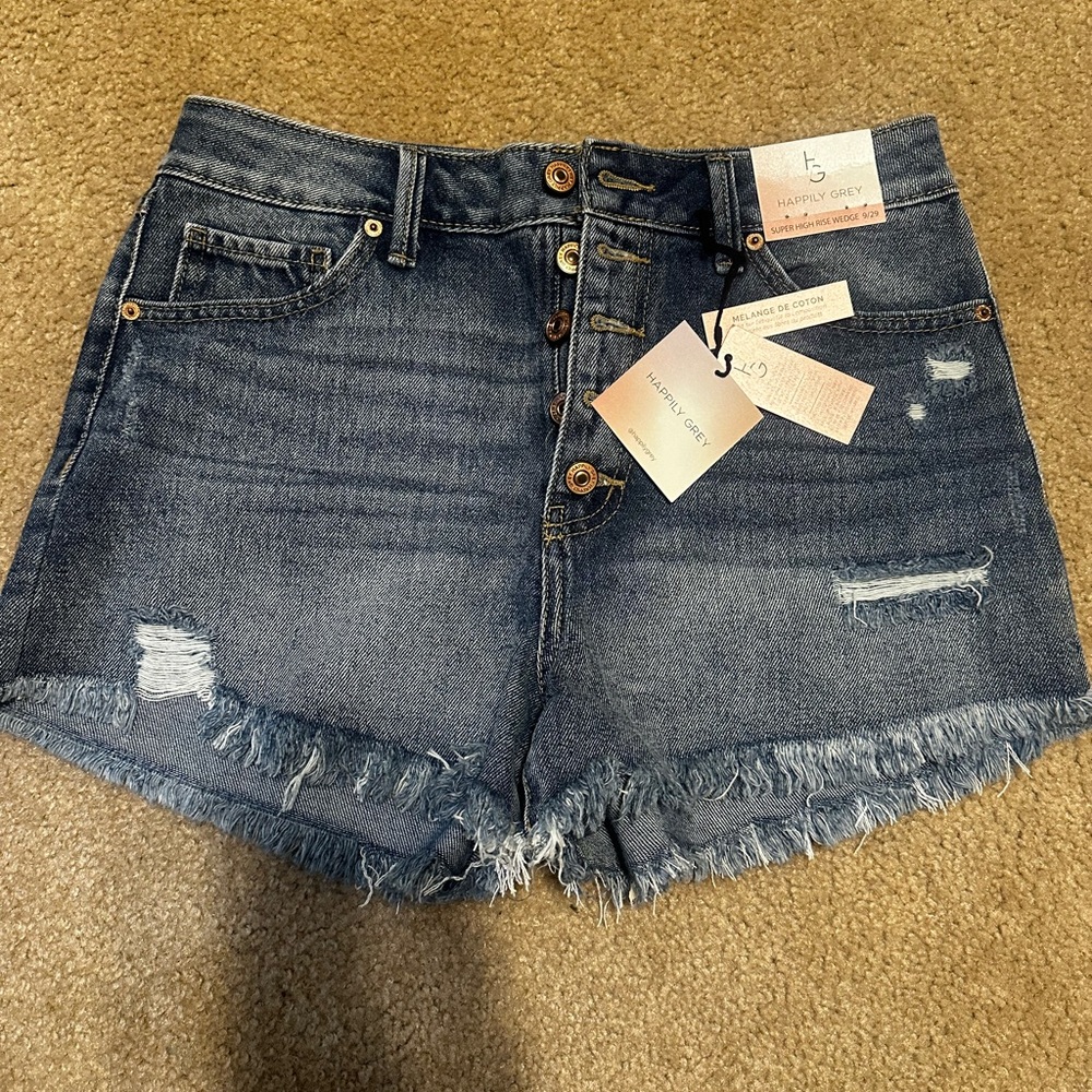 NWT Happily Grey Super High Rise Jean Shorts